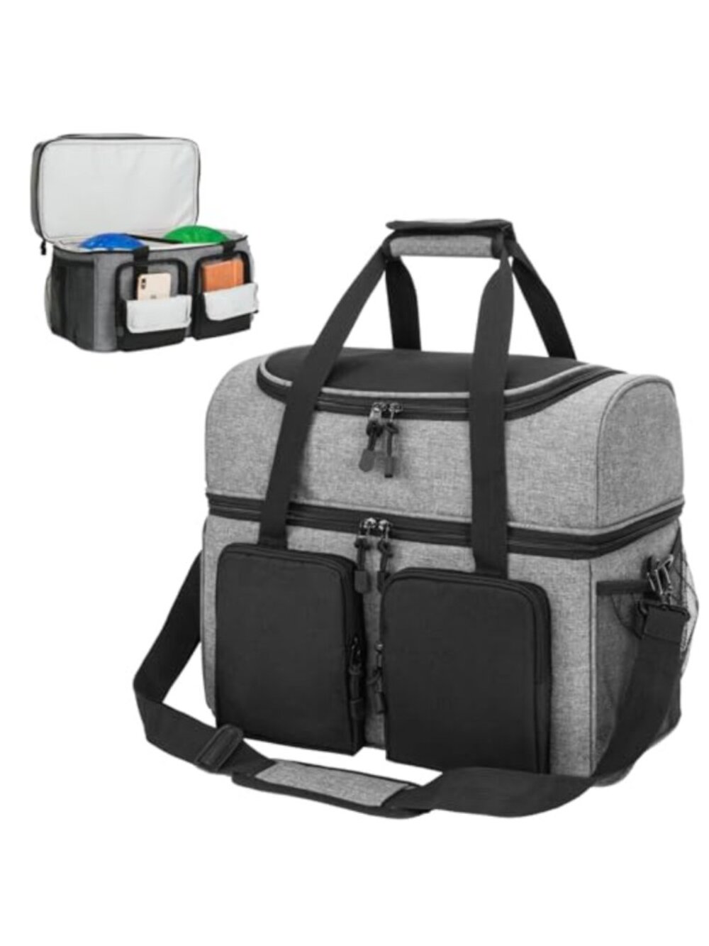 Double Bowling Ball Bag 2 Ball Capacity Padded Cushion Shoe Compartment